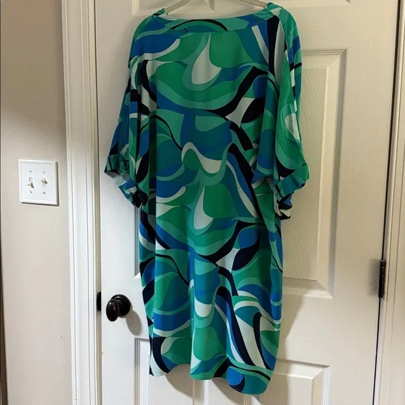 Natori Blue and Green Patterned Size Large Caftan Nightgown EUC - Picture 4 of 6